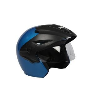 TVS Half Face Cruiser Helmet Blue/Black - Stylish Peak Design